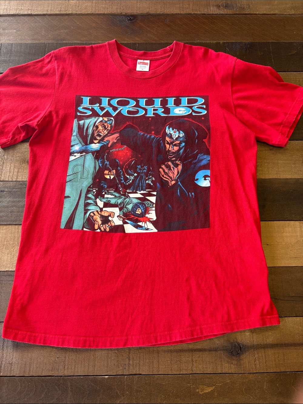 Supreme Red 'Liquid Swords' Graphic Tee men’s size M